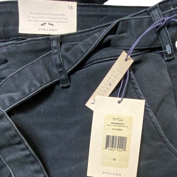 NYDJ Marilyn Straight Denim Jeans Womens 16 Belted High Rise Faded Casual NWT - Picture 11 of 12